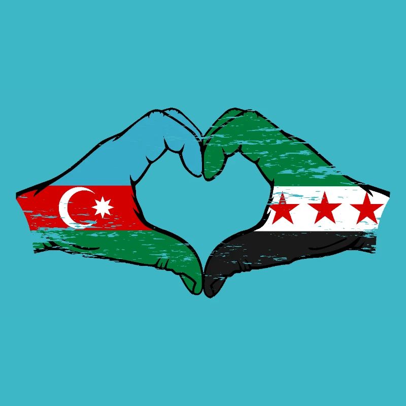 Azerbaïdjan Syrie Drapeau Mains Coeur Forme Utilisé