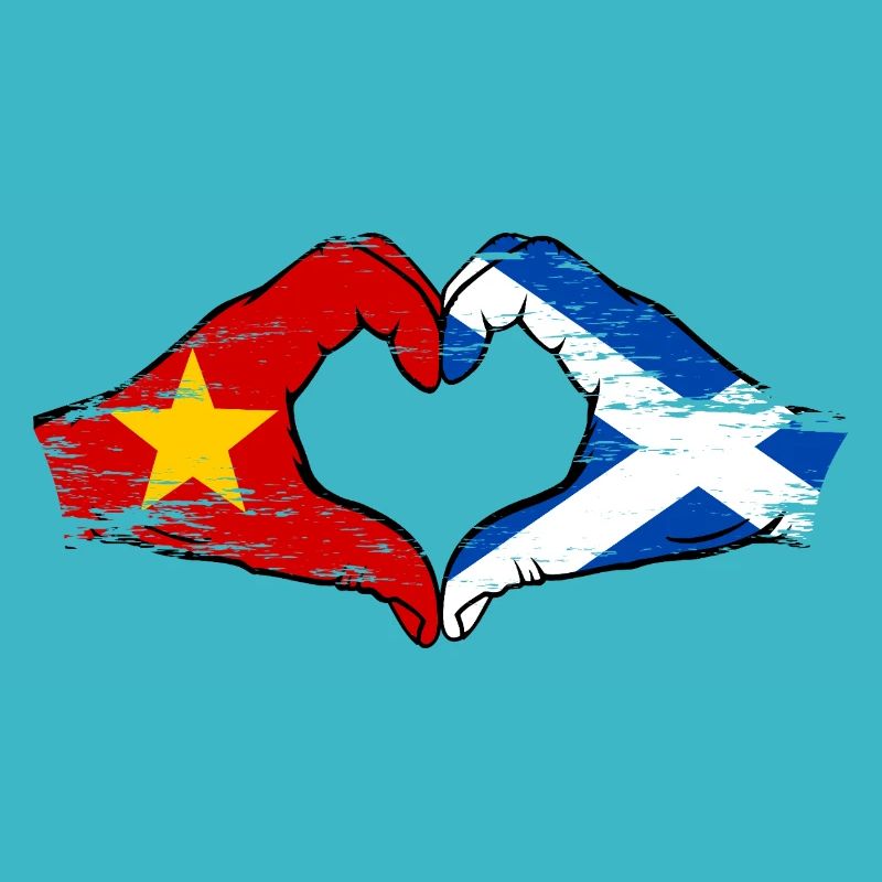 Vietnam Ecosse drapeau mains forme de coeur utilisé