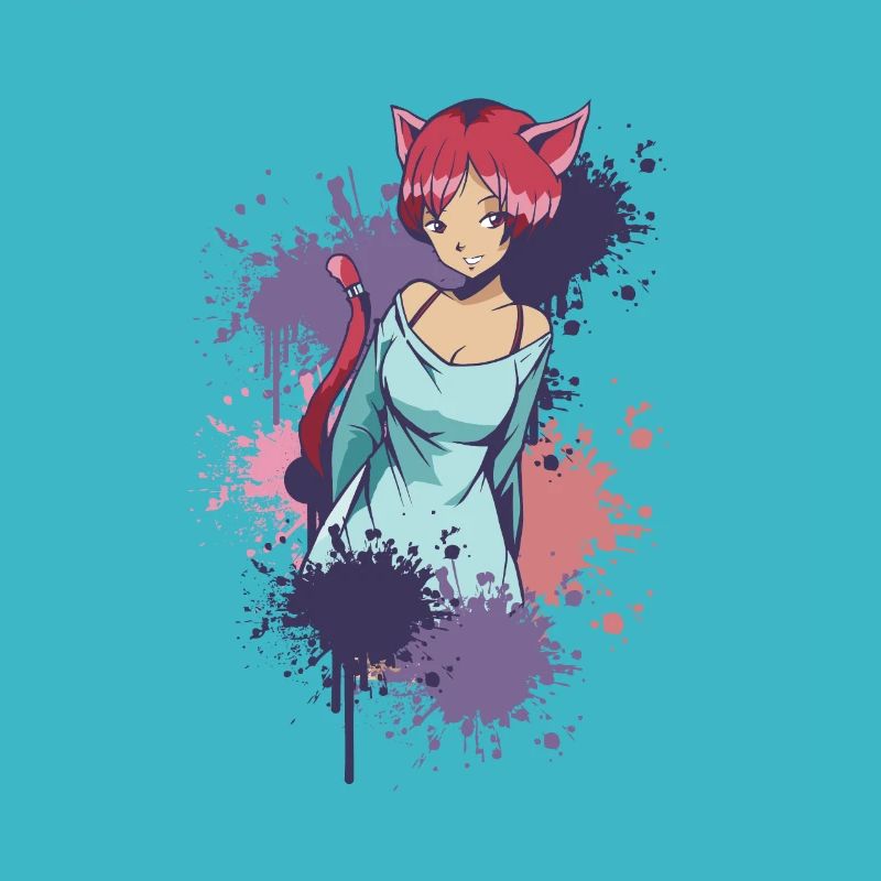 Neko Girl anime comic Charakter Mädchen mit Bogen