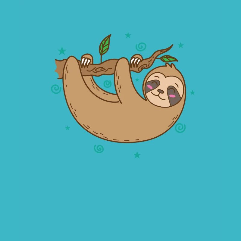 Sloth hangs happily on branch lazy