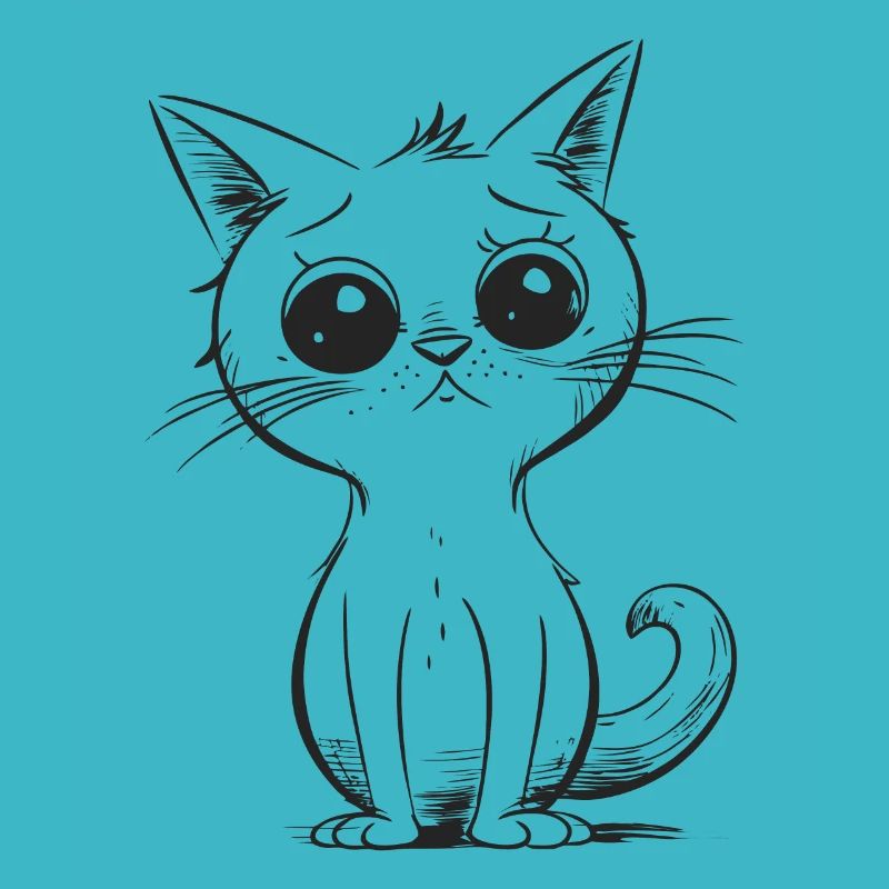 Cute sad cartoon cat