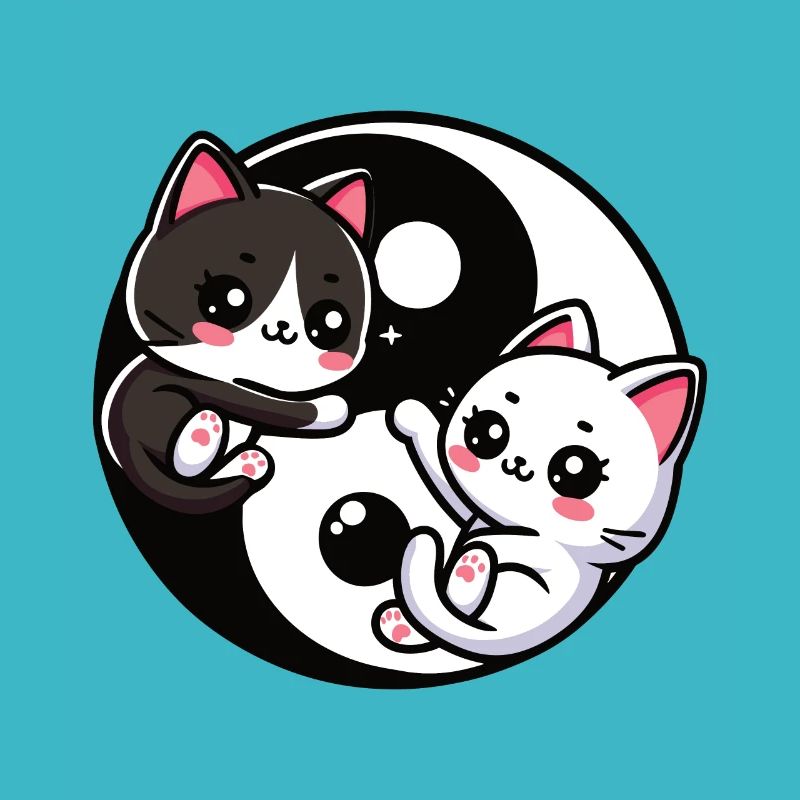 Ying Yang Kittens, black and white
