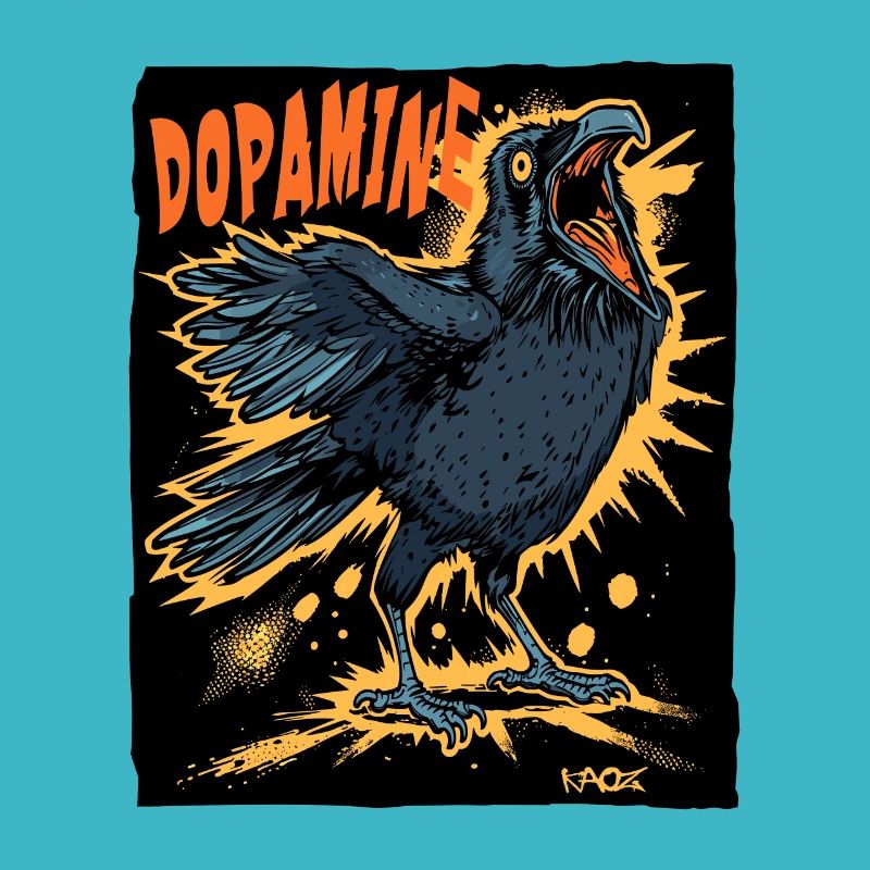 Le corbeau drôle et fou de dopamine