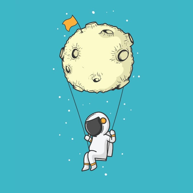 Astronaute avec parachute lunaire