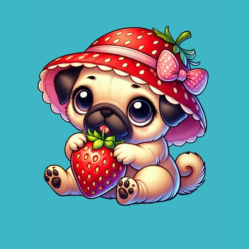 Mops mit Erdbeere Sommer Fruchtig