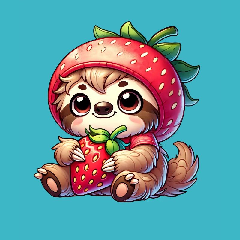 Faultier Erdbeere Sommerfrucht Design