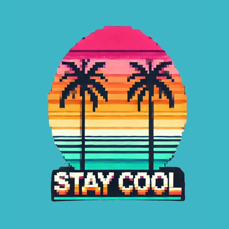 Stay Cool - Design de coucher de soleil rétro pixel-art