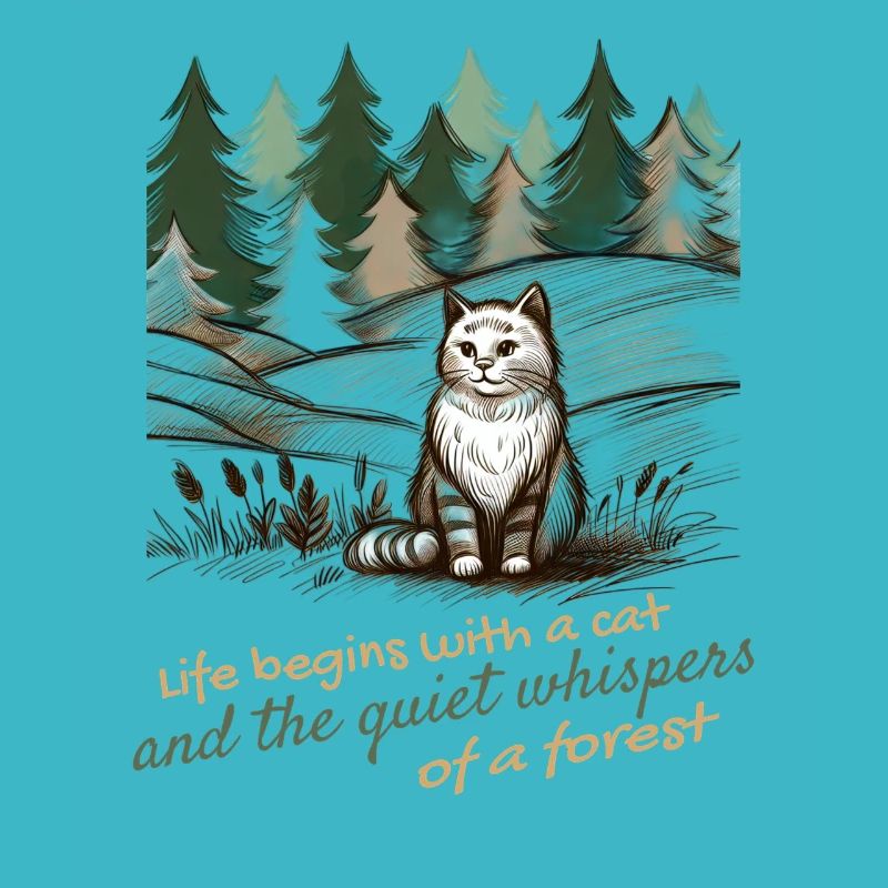Cat and Forest Design - Peaceful Nature