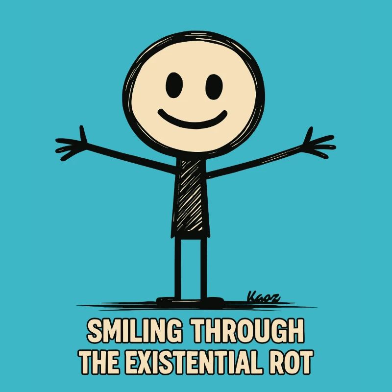 Stick figure with open arm and smile