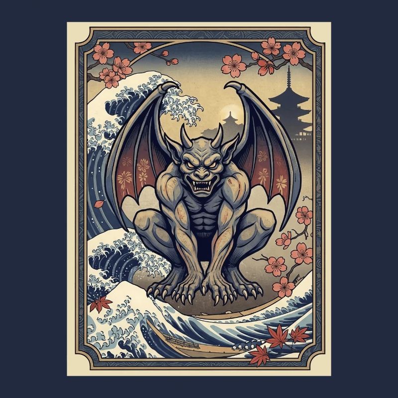 Gargoyle in Japanese wave style