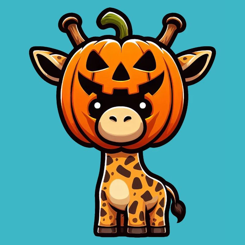 Funny Pumpkin Giraffe Halloween October Autumn