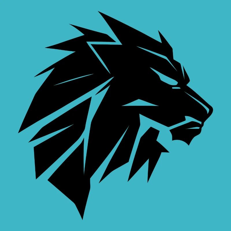 Stylish lion's head with mane