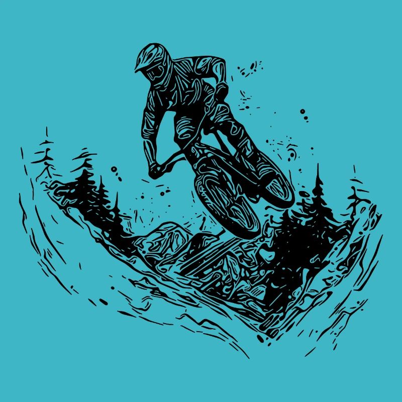 Saut VTT vélo descente en forêt