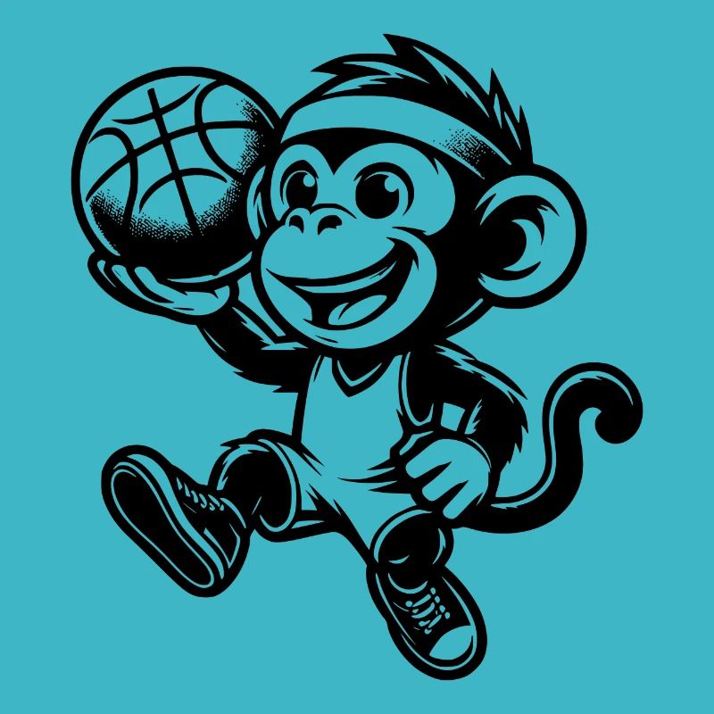 Petit singe avec basket-ball