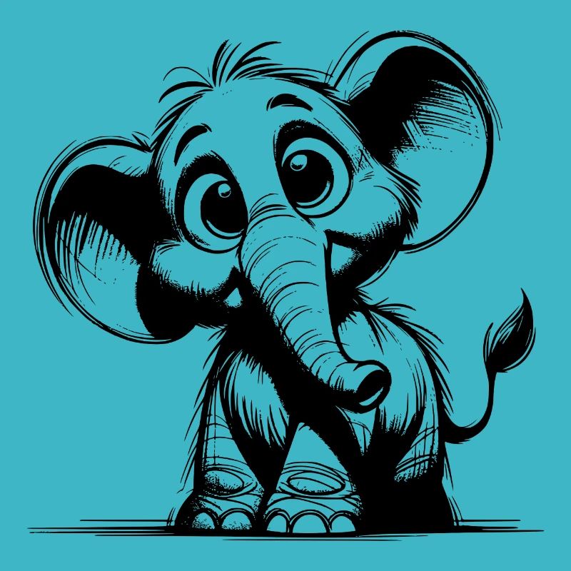 Bébé éléphant avec de grands yeux et de grandes oreilles