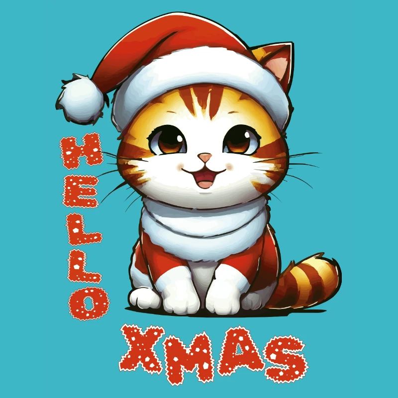 Hello Xmas - Mignon chat de Noël dans un costume de Père Noël