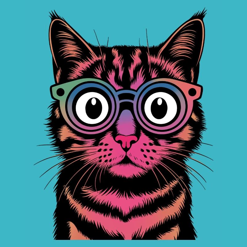 Rainbow Cat with Glasses