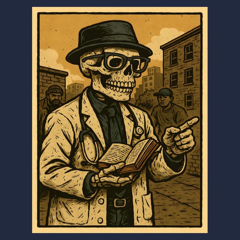 Retro-Skelett  Doktor mit Buch