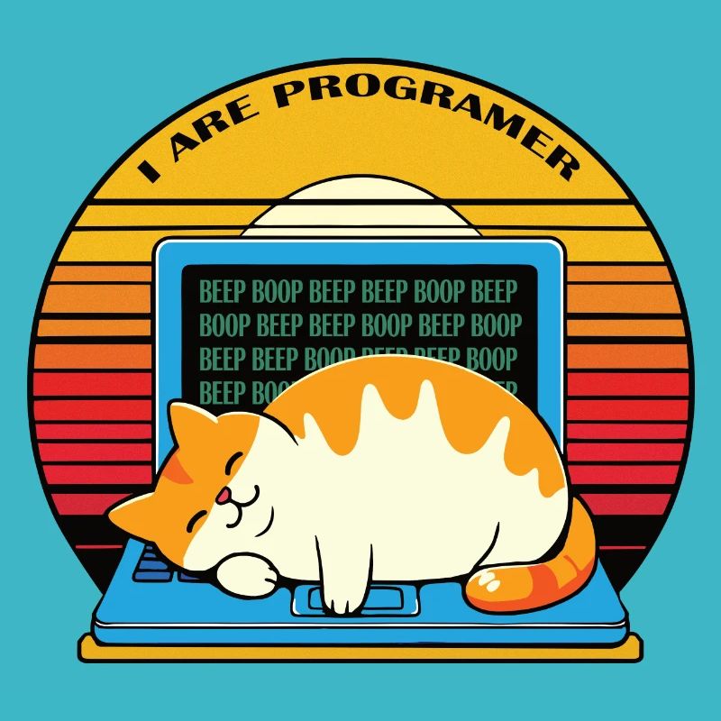 I are programmer, fat sleeping cat