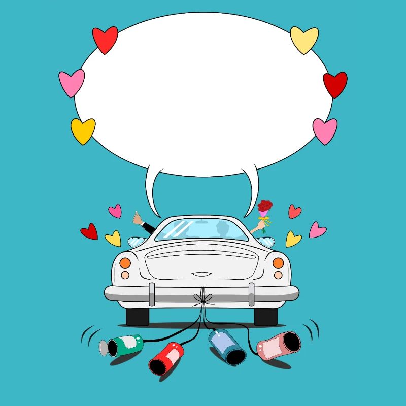 Wedding car with speech bubble in silver