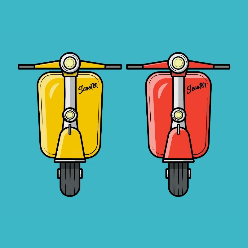 2 Scooter Motorroller Rollergelb rot