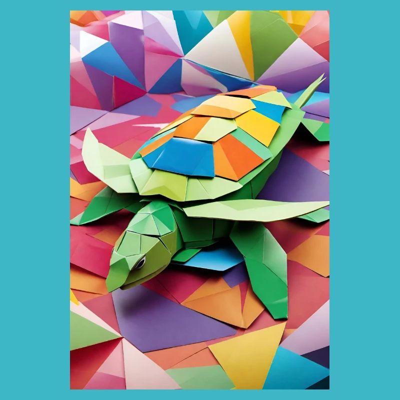 Regenbogen-Panzer - Origami-Schildkröte