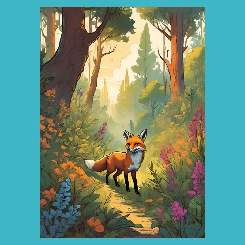 Fuchs im Wald Grün Märchen