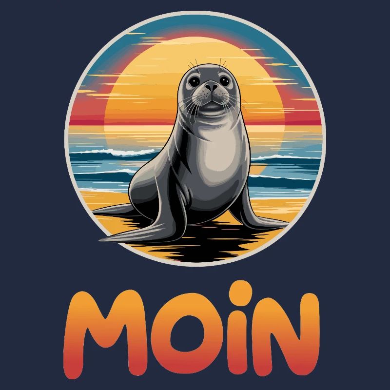 Cute Seal Moin On The Beach Sunset
