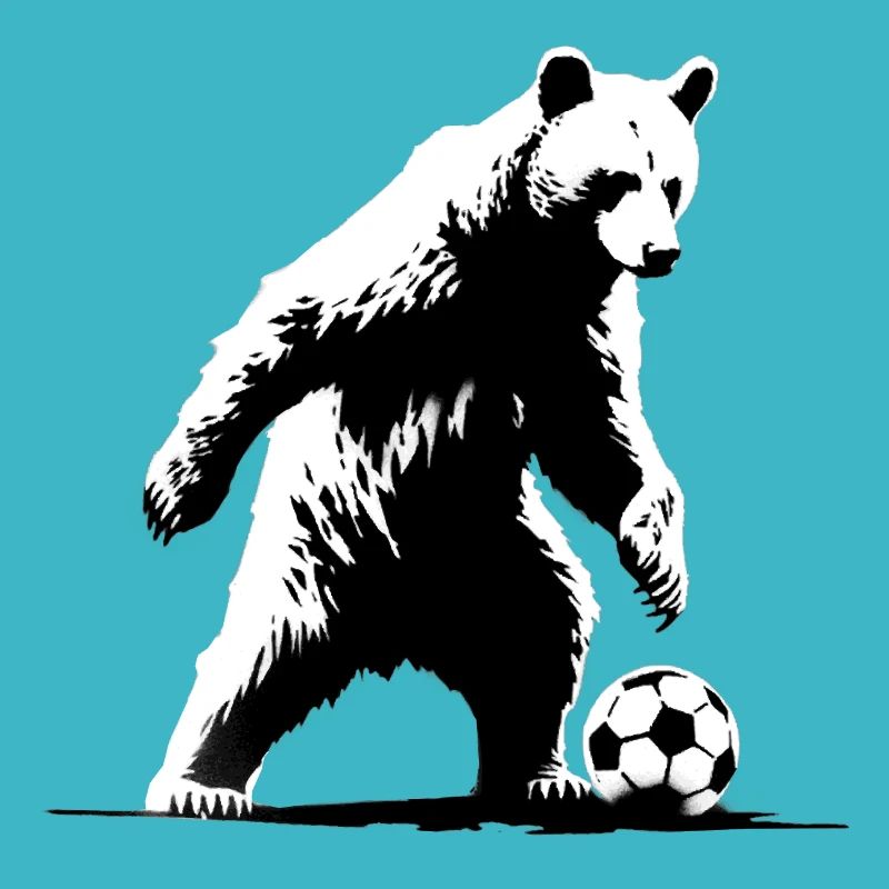 Bear playing soccer