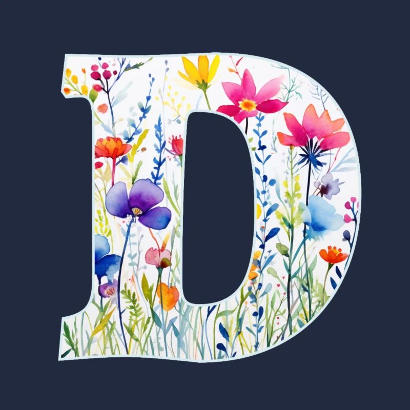 Buchstabe D, Monogramm, Blumenmuster
