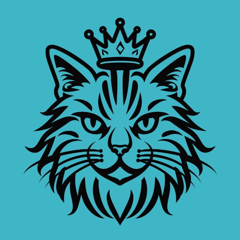 Fluffy Cat with Crown