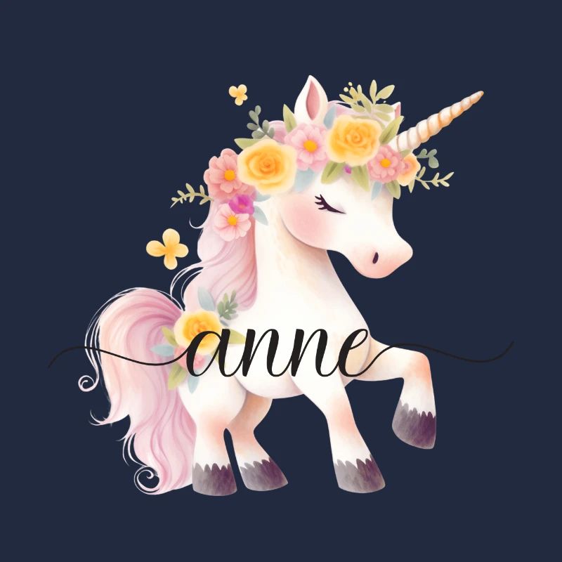 Anne! Design fleur de licorne, personnalisable
