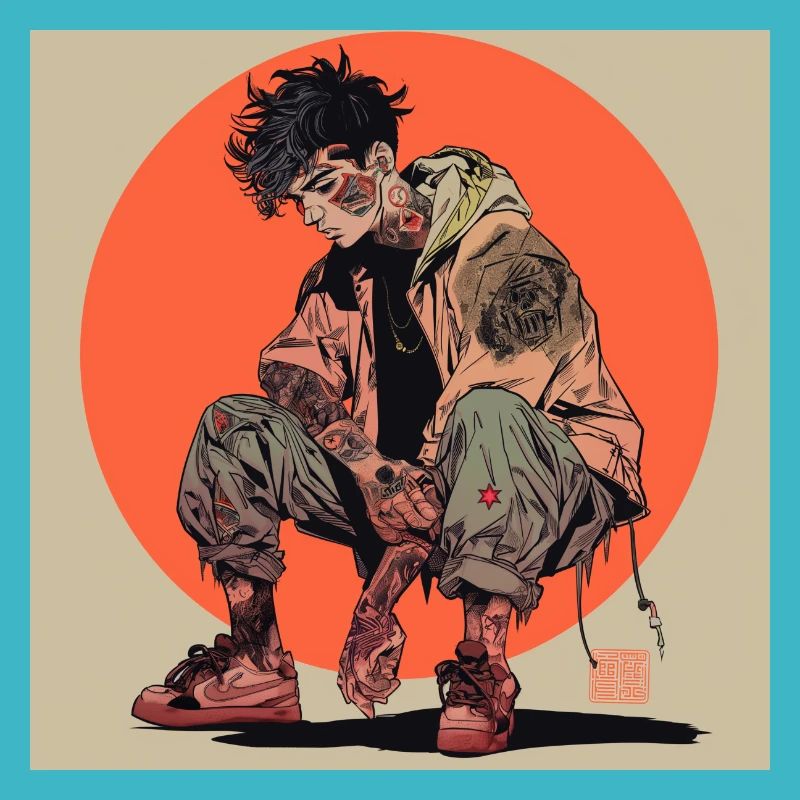 Années 80 Anime Guy Calmant Impression de mode de haute qualité