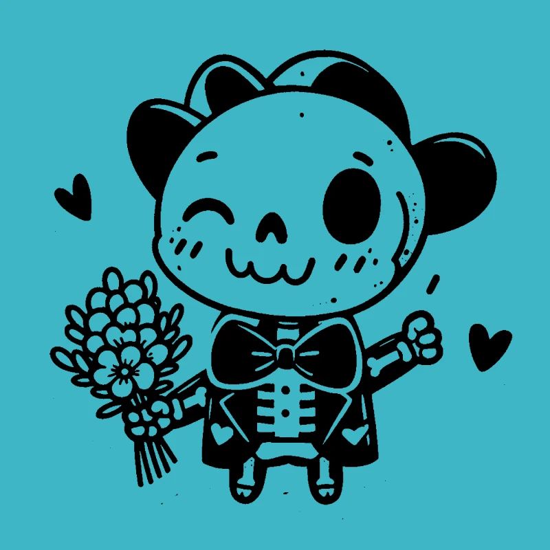 squelette avec fleurs