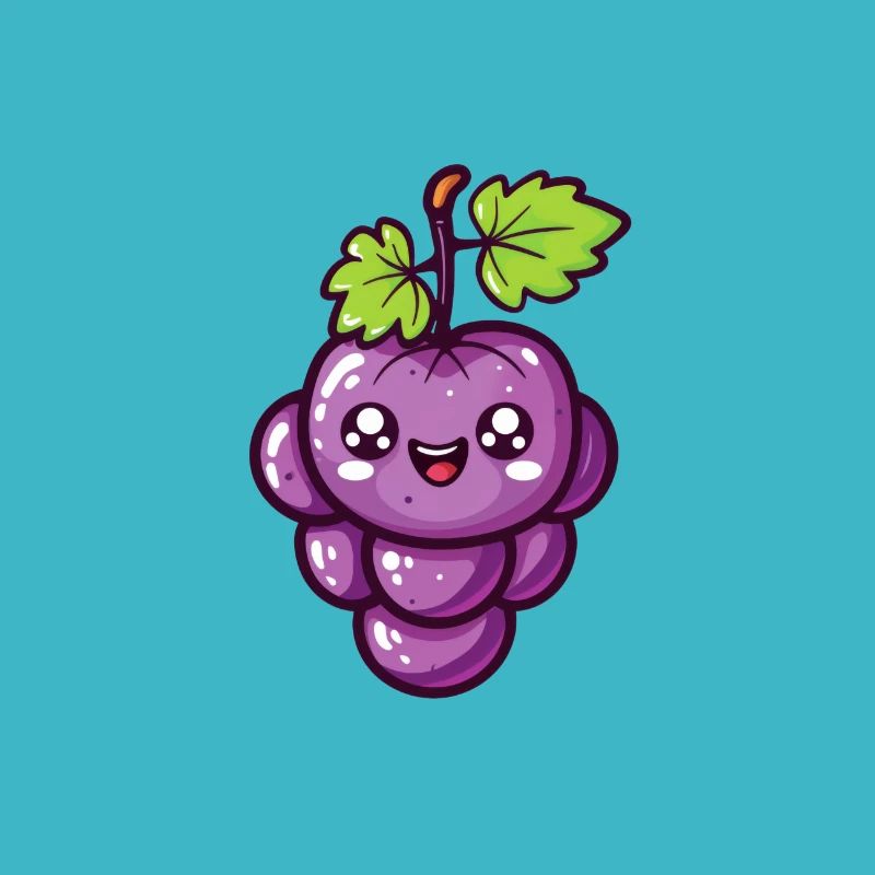 Raisin heureux dans le style de dessin animé violet