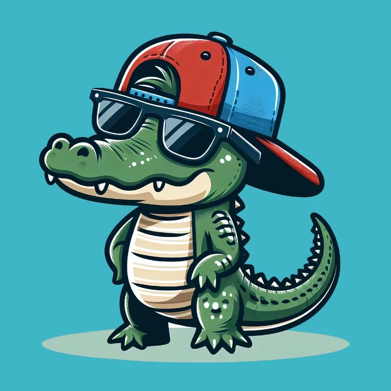 Crocodile avec Basecap et lunettes de soleil - Krokodil