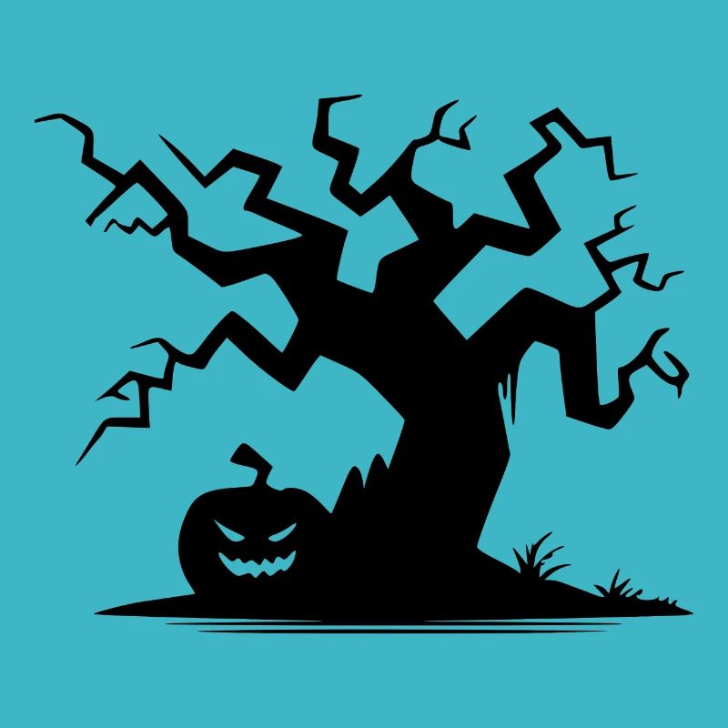 Unheimlicher Halloween Spukbaum mit Kürbis