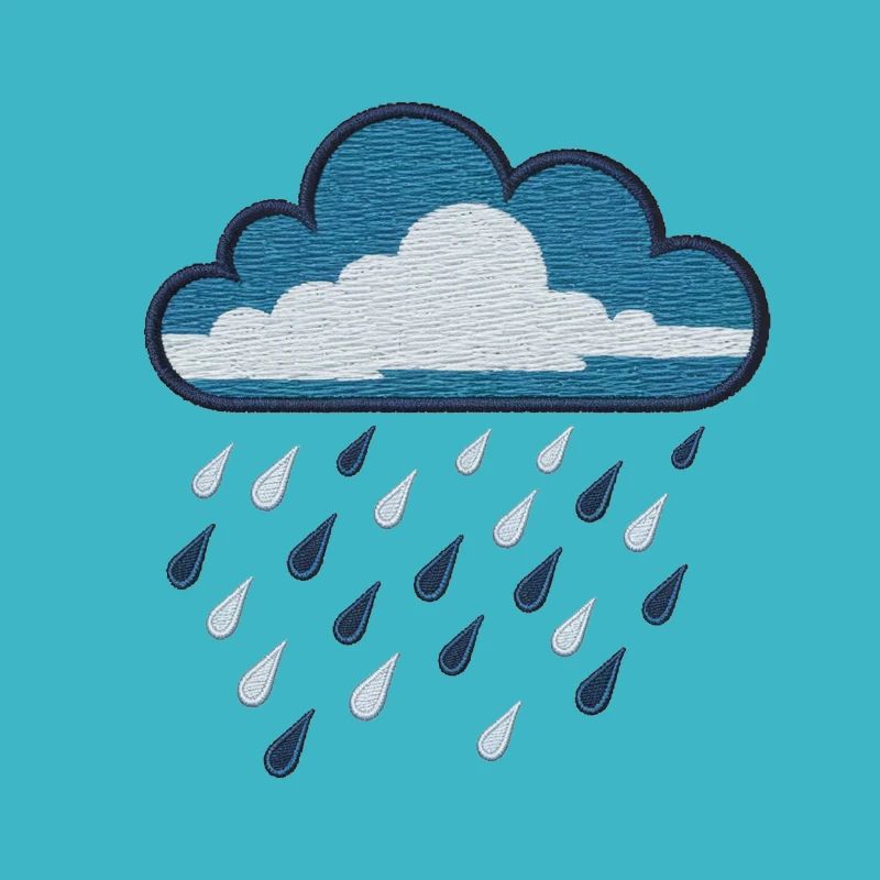 Embroidered rain cloud