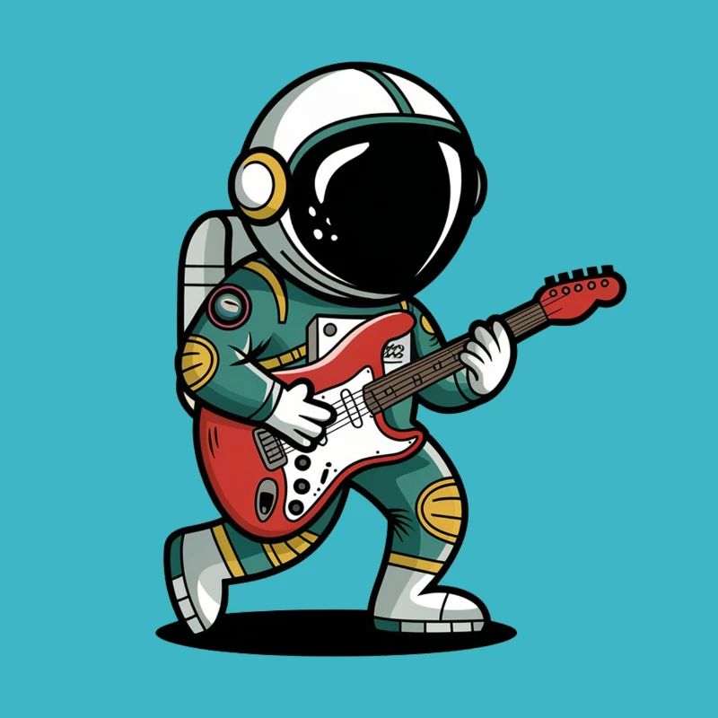 Spaceman jouant des guitares