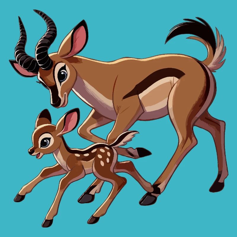 Antelope mother with young