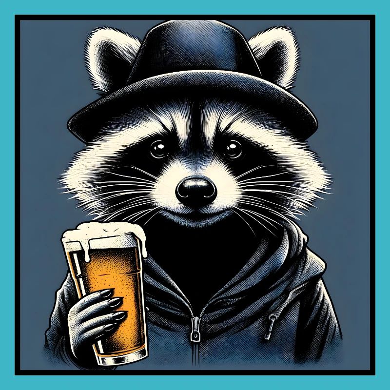 Waschbär mit Bier