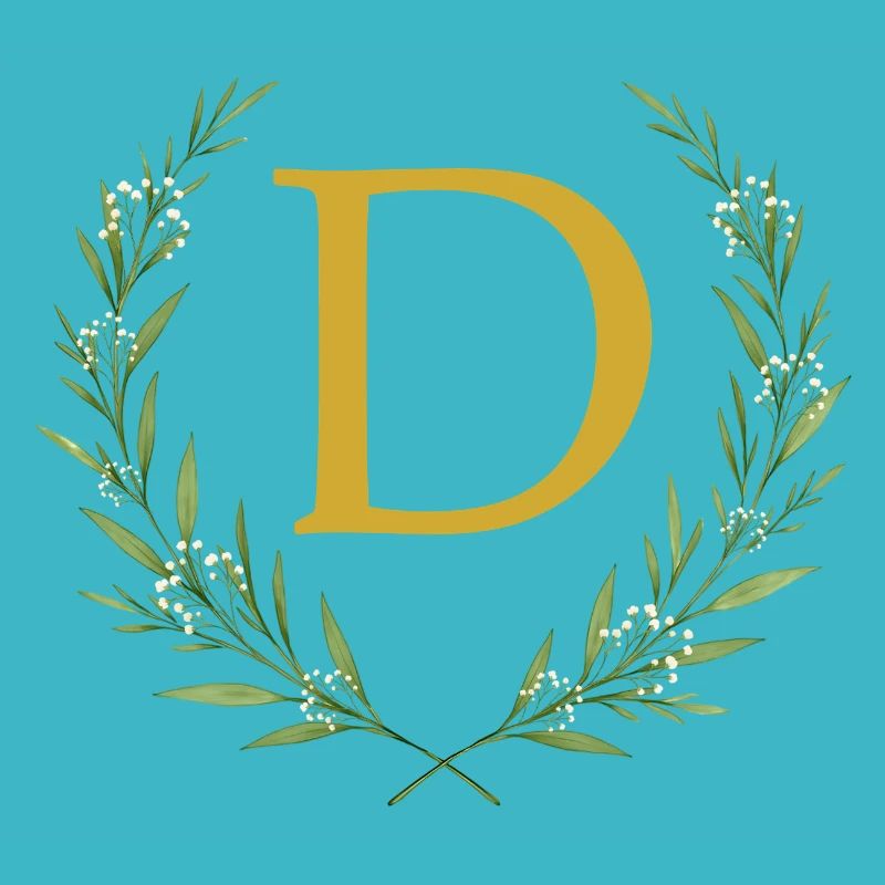 D Monogram, Eucalyptus Wreath, Personalizable