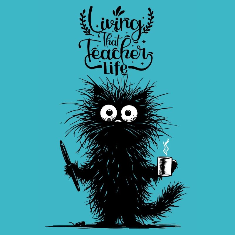 Katze Kaffee Koffein Lehrer Schule Unterricht Fun