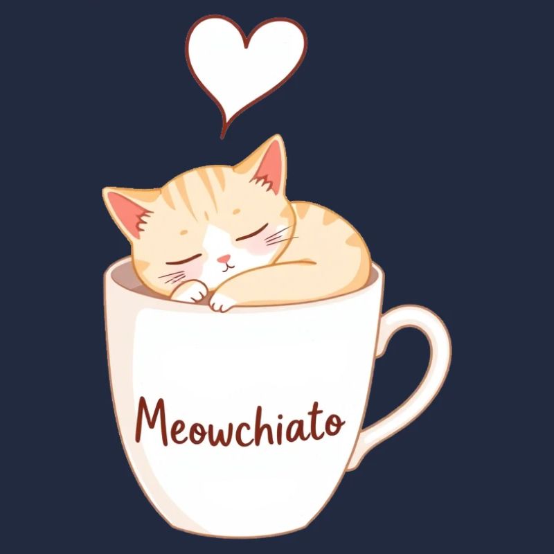 Chat Meowchiato - Conception☕🐱 de chat de café mignon
