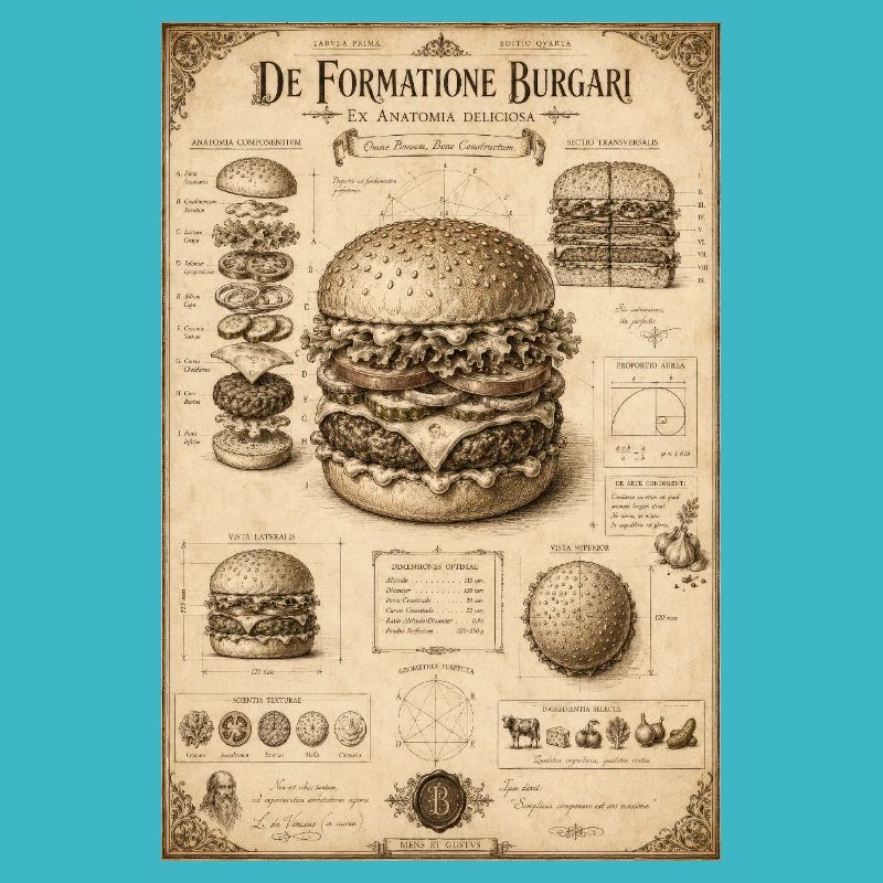 Vintage Burger Blueprint