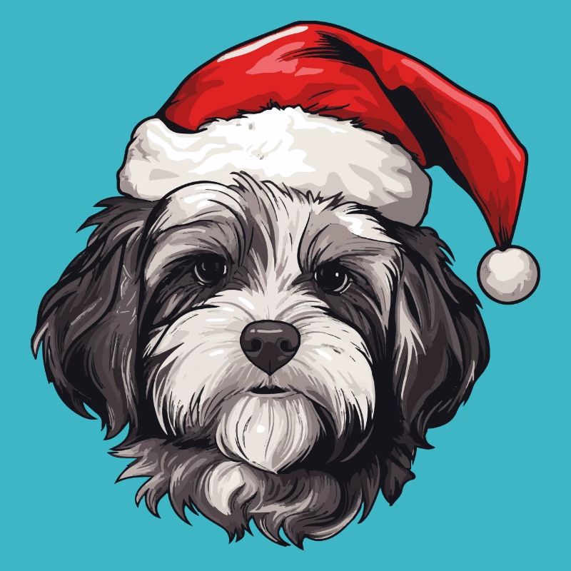 Havanese Hund Weihnachten Kopf