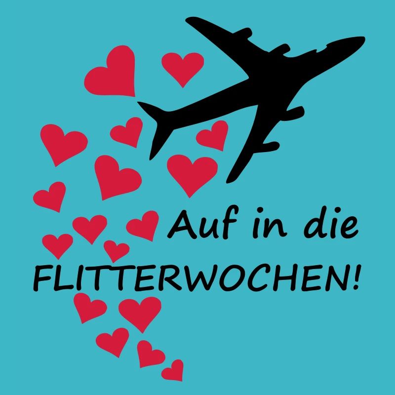 Flitterwochen / Hochzeit - Flugzeug mit Herzen