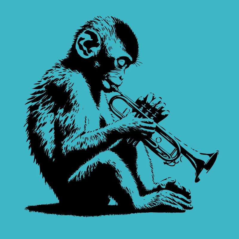 Monkey playing trumpet