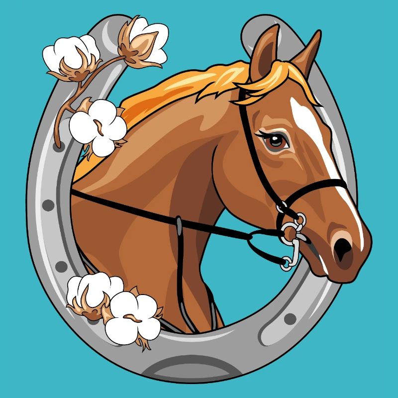 Horse head with a red mane in a frame