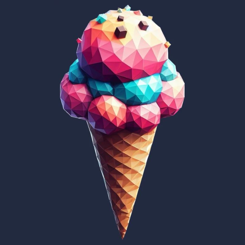 A delicious polygon-style ice cream cone